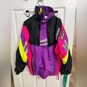 VTG Roffe Demetre Ski Jacket Made in USA 80s 90s Neon Mens XS Unisex Women’s S/M